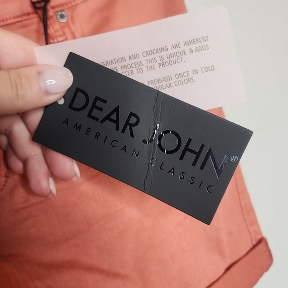 NWT Dear John Soft Stretch Denim Chalk Pink Orange Terracotta Shorts. Size 29. - Picture 12 of 16